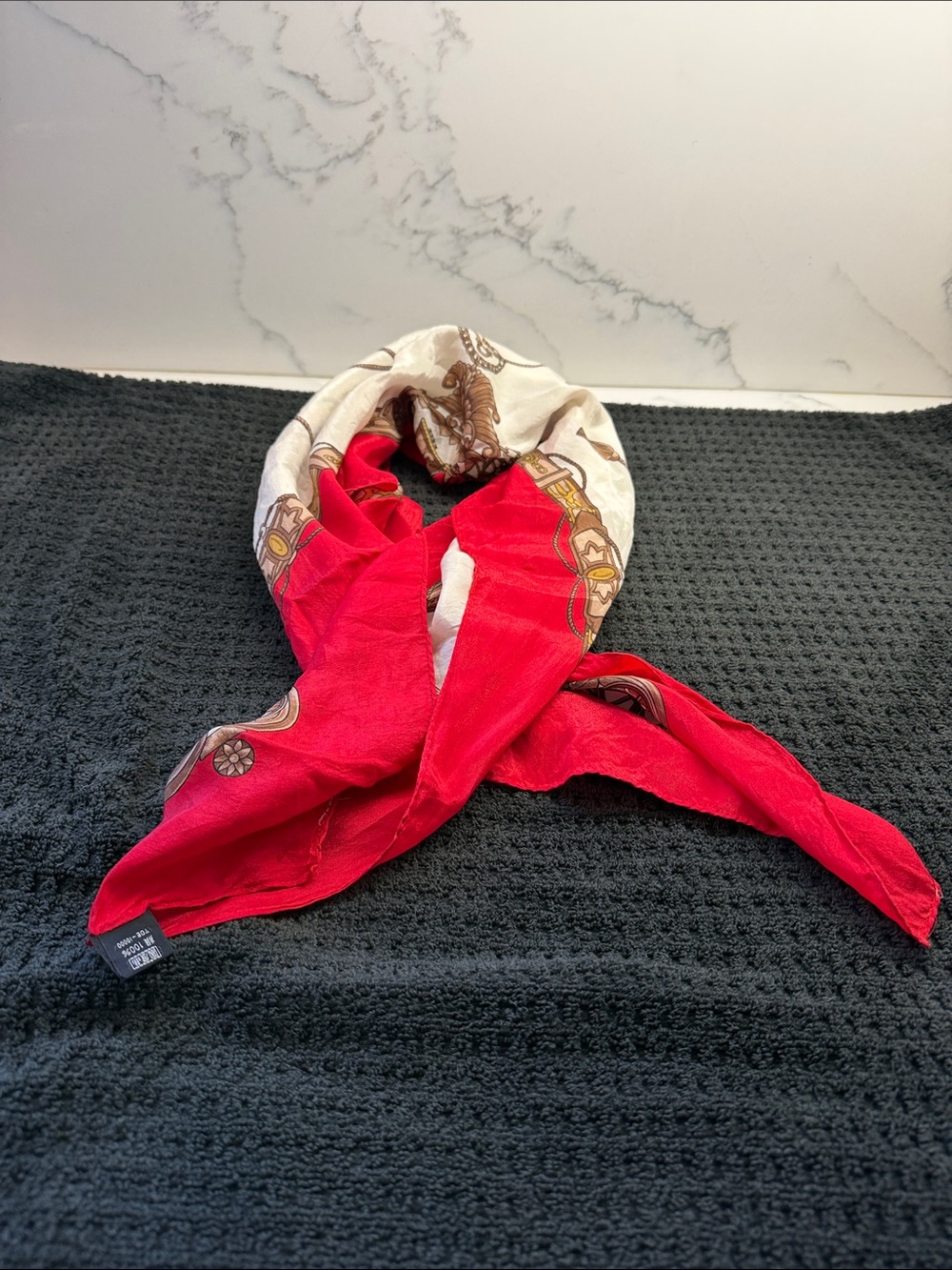 Red and Cream Patterned Women's Scarf